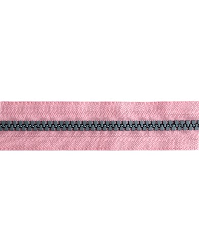 CIERRE PLASTICO N°5 DIENTE DE PERRO ROSA GRIS *YKK*