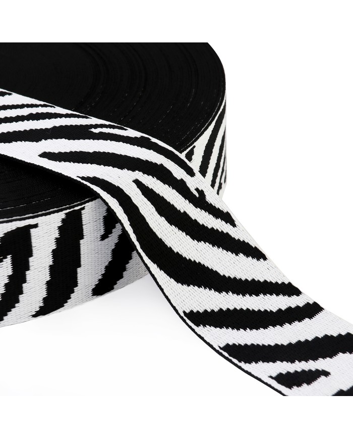 CINTA JACQUARD 50mm CEBRA BLANCA NEGRO x METRO