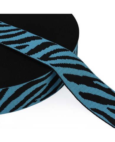 CINTA JACQUARD 50mm CEBRA CELESTE NEGRO x METRO