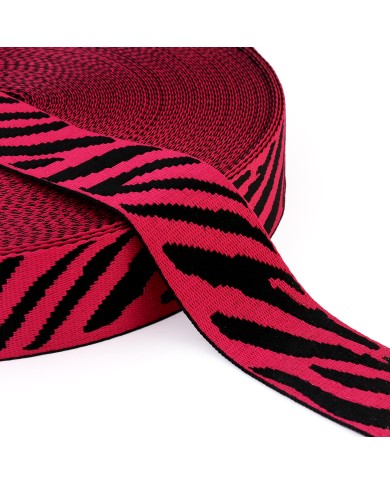 CINTA JACQUARD 50mm CEBRA ROSA NEGRO x METRO