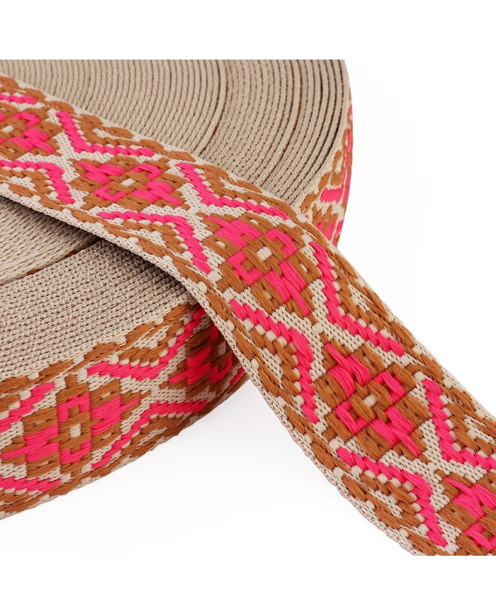CINTA JACQUARD 38mm PERSA ROSA MARRON x METRO