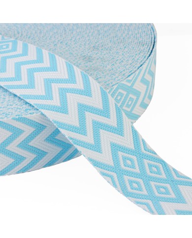 CINTA JACQUARD 50mm ONDAS CELESTE x METRO