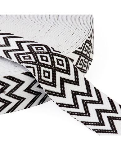 CINTA JACQUARD 50mm ONDAS NEGRO x METRO