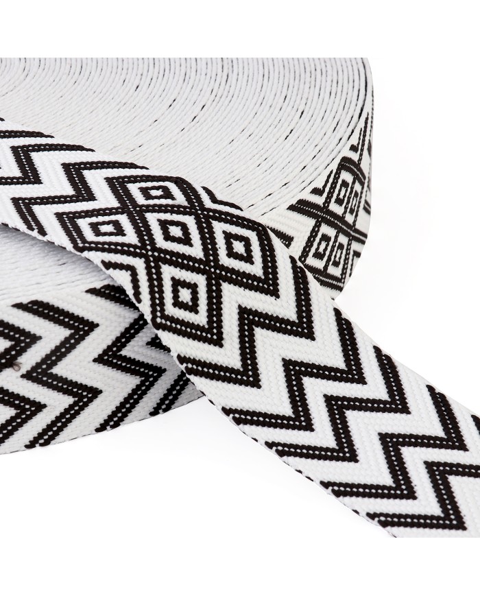 CINTA JACQUARD 50mm ONDAS NEGRO x METRO