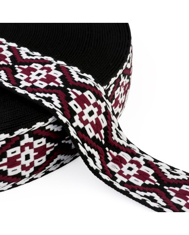 CINTA JACQUARD 38mm PERSA CHOCOLATE NEGRO BLANCO x METRO