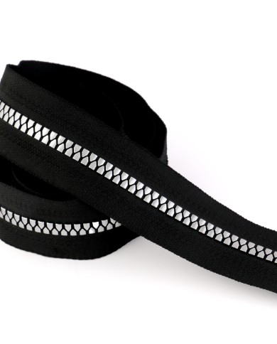 CIERRE N15 RESINA NEGRO DIENTE TRIANGULAR PLATEADO *Importado*