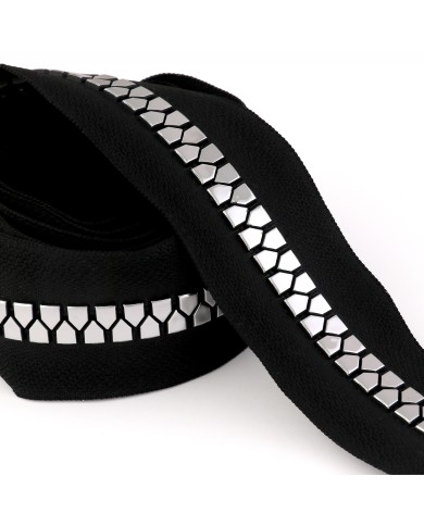 CIERRE N15 RESINA NEGRO DIENTE TRIANGULAR PLATEADO *Importado*