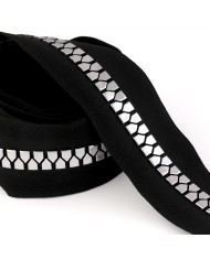 CIERRE N15 RESINA NEGRO DIENTE TRIANGULAR PLATEADO *Importado*
