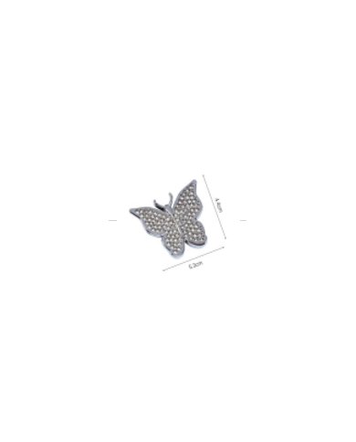 APLIQUE PLASTICO MARIPOSA PLATEADA STRASS