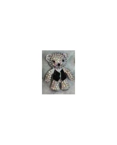 APLIQUE PLASTICO OSITO CHALECO STRASS PLATEADO