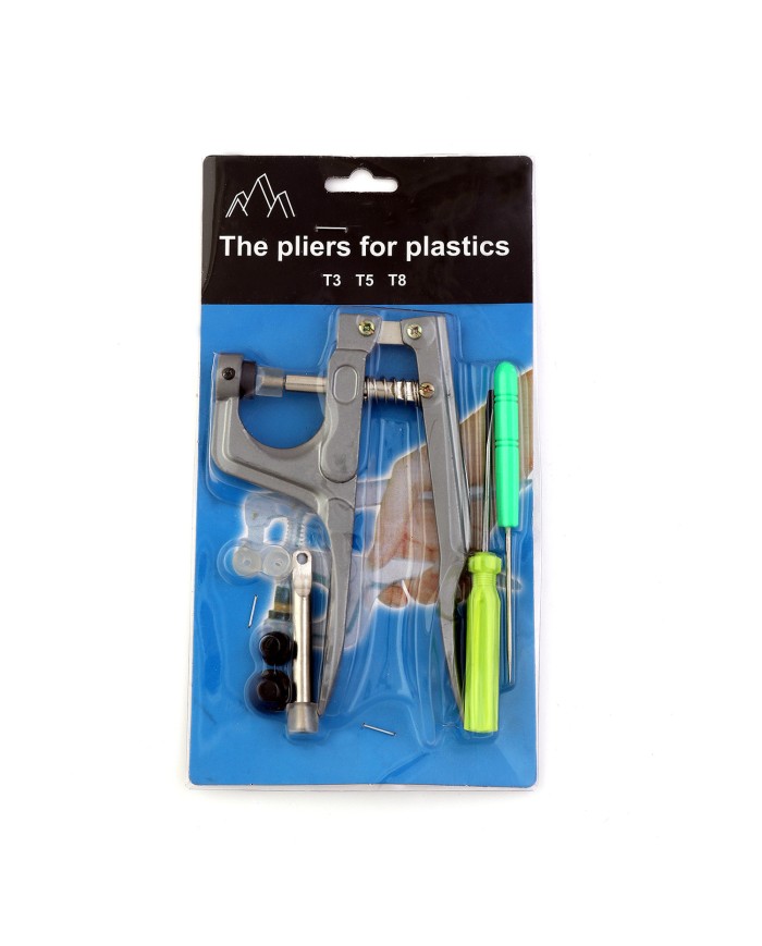 KIT PINZA MANUAL + BROCHE METÁLICO A PRESIÓN 150 DOBLE ARO