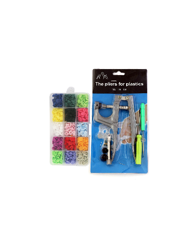KIT PINZA MANUAL + BROCHE METÁLICO A PRESIÓN 150 DOBLE ARO