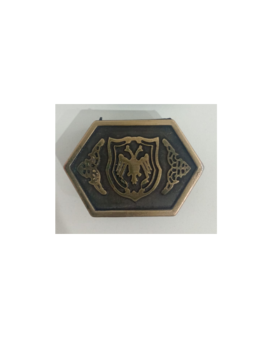 HEBILLA CHAPON HEXAGONAL C/ESCUDO P40 BRONCE VIEJO