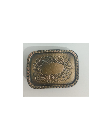 HEBILLA CHAPON RECTANGULAR C/BORDE RAYADO P40 BRONCE VIEJO