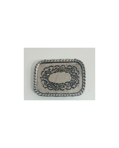 HEBILLA CHAPON RECTANGULAR C/BORDE RAYADO P40 NIQUEL
