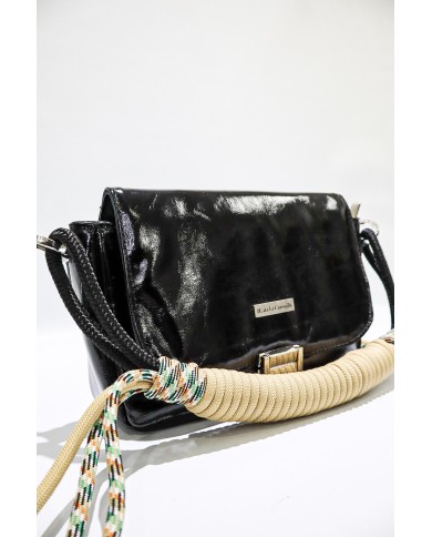 MANIJA PARA CARTERA DE CORDONES BEIGE/NEGRO