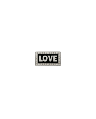 APLIQUE PLASTICO PASACORDON REC LOVE PLATEADO/NEGRO