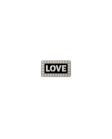 APLIQUE PLASTICO PASACORDON REC LOVE PLATEADO/NEGRO