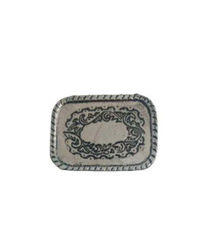 HEBILLA CHAPON RECTANGULAR C/BORDE RAYADO P40 NIQUEL