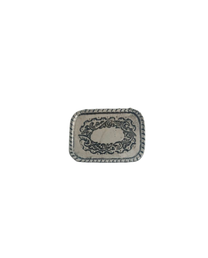 HEBILLA CHAPON RECTANGULAR C/BORDE RAYADO P40 NIQUEL