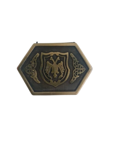 HEBILLA CHAPON HEXAGONAL C/ESCUDO P40 BRONCE VIEJO