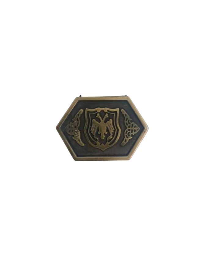 HEBILLA CHAPON HEXAGONAL C/ESCUDO P40 BRONCE VIEJO