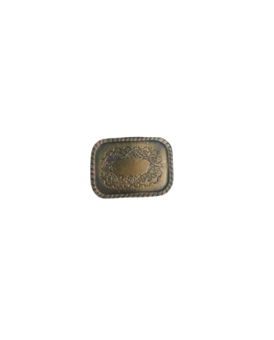 HEBILLA CHAPON RECTANGULAR C/BORDE RAYADO P40 BRONCE VIEJO