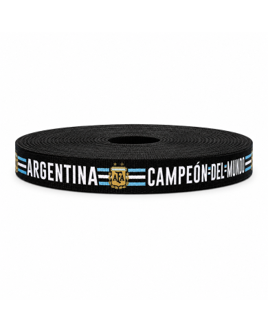 CINTA GROSS SUBLIMADA POL 20mm x 50mtS ARGENTINA CAMPEON DE MUNDO / NEGRA
