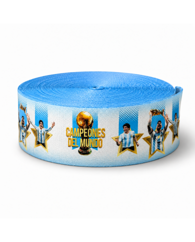CINTA SUBLIMADA POL CAMPEONES DEL MUNDO MARIO/DIEGO/LIO 40mm x 10mts