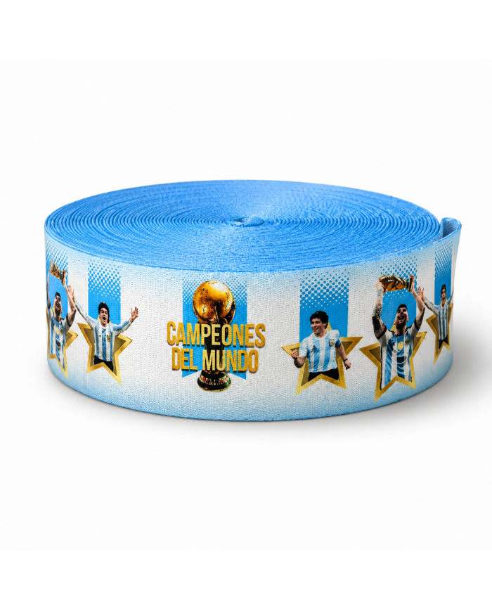 CINTA SUBLIMADA POL CAMPEONES DEL MUNDO MARIO/DIEGO/LIO 40mm x 10mts
