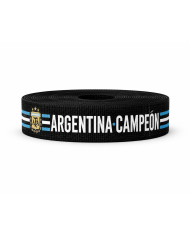 CINTA SUBLIMADA POL 30mm x 10mts ARGENTINA CAMPEON DEL MUNDO / NEGRA