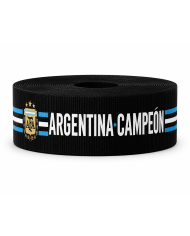 CINTA SUBLIMADA POL ARGENTINA CAMPEON DEL MUNDO / NEGRA 40mm x 10mts