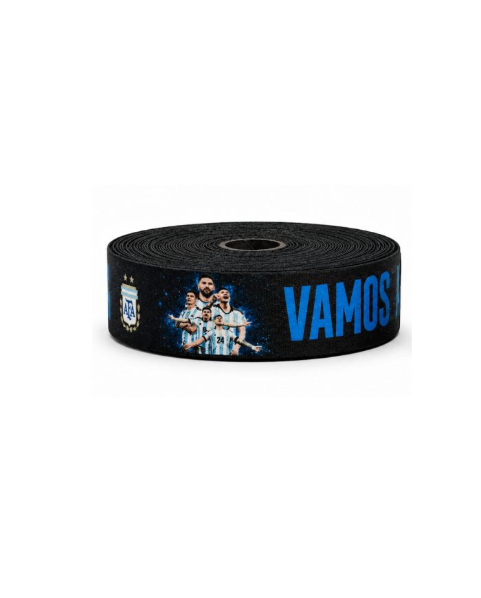 CINTA SUBLIMADA POL VAMOS ARGENTINA AFA FONDO NEGRO 40mm x 10mts