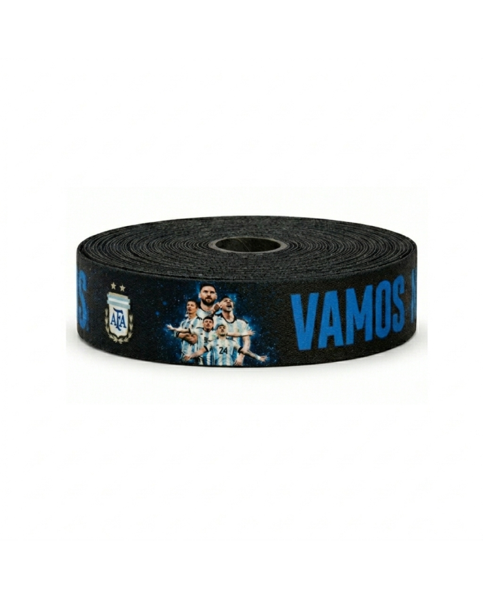 CINTA SUBLIMADA POL 30mm x 10mts VAMOS ARGENTINA AFA FONDO NEGRO