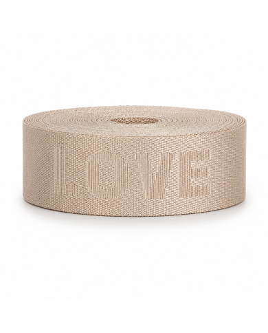 CINTA POLIESTER BEIGE LOVE CALADA P40 x 10mts