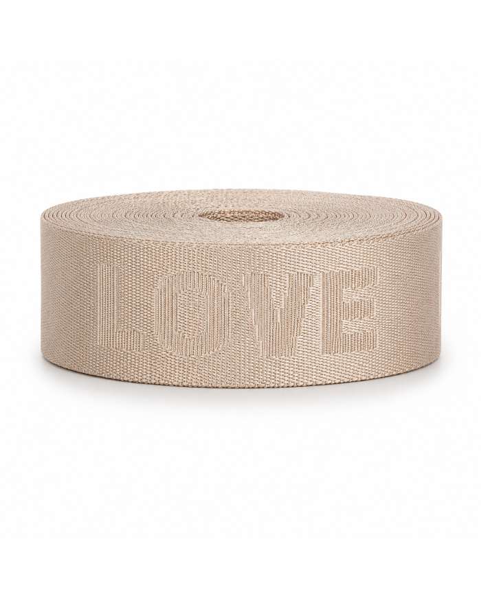 CINTA POLIESTER BEIGE LOVE CALADA P40 x 10mts