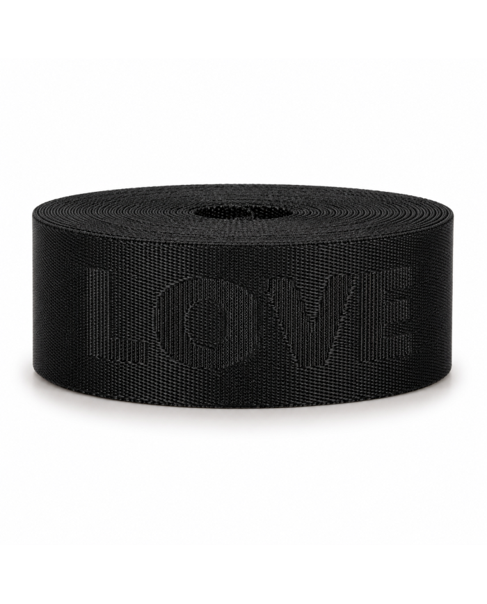 CINTA POLIESTER NEGRA LOVE CALADA P40 x 10mts